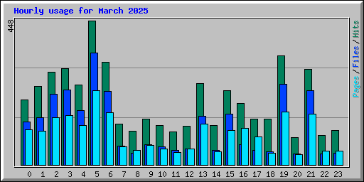 Hourly usage for March 2025